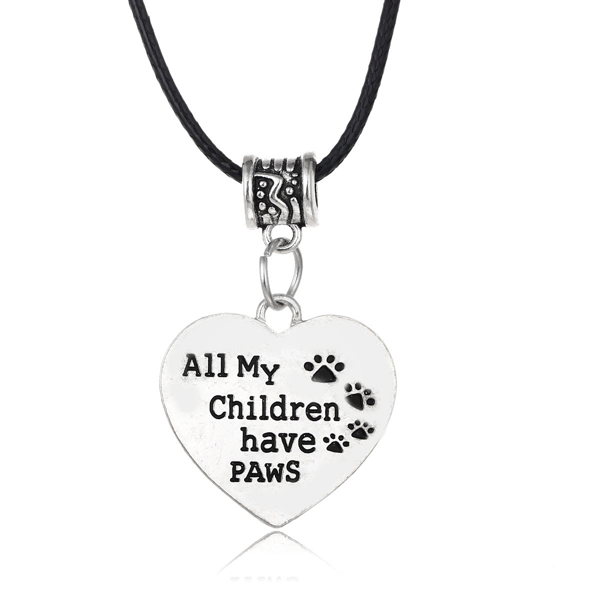 Wholesale Gothic Home Warmth Series English Engraved Pendant Leather Rope Necklace